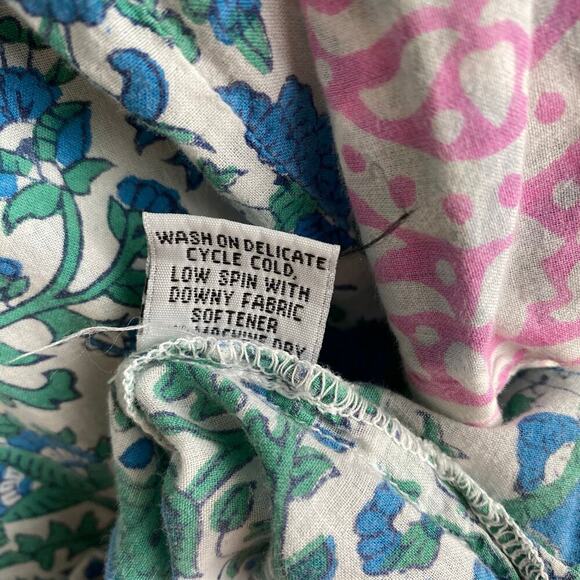 SZ Blockprints Kurta Tunic Size S Pink Blue Green Swim Cover Up Cotton Casual - Picture 11 of 14